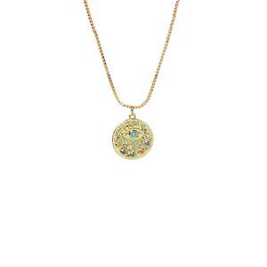 18K Gold Plated Evil Eye Round Pendant Necklace